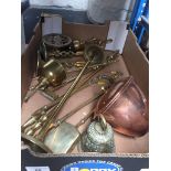 A box of brass and copperware