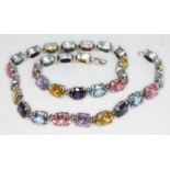 An Italian multi gemstone necklace, marked '925', length 39cm.