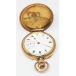 A gold plated pocket watch., diam. 48mm.