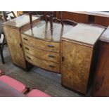 An Art Deco walnut sideboard in the manner of the Epstein brothers, length 153cm, depth 59cm &