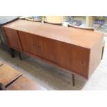 A 1960s Danish style teak sideboard, length 183.5cm, depth 43cm & height 79.5cm.