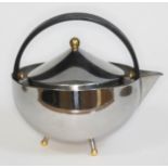 A stainless steel tea pot designed by Carsten Joergensen for Bodum.