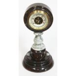 A turned marble pedestal barometer, circa 1900, height 36cm.