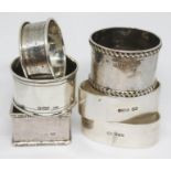 A group of six hallmarked silver serviette rings, wt. 5oz.