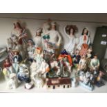 Collection of mainly Staffordshire pottery figures