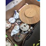 A box of miscellaneous pottery and glass etc