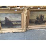 19th century school, pair of landscape scene, oil on board, indistinctly signed lower left, 39cm x