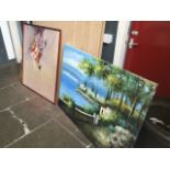 Two large oil paintings