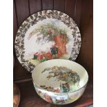 Royal Doulton, Under the Greenwood Tree, charger (diam 39cm) and large bowl