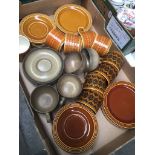 Box of Hornsea and Denby teaware