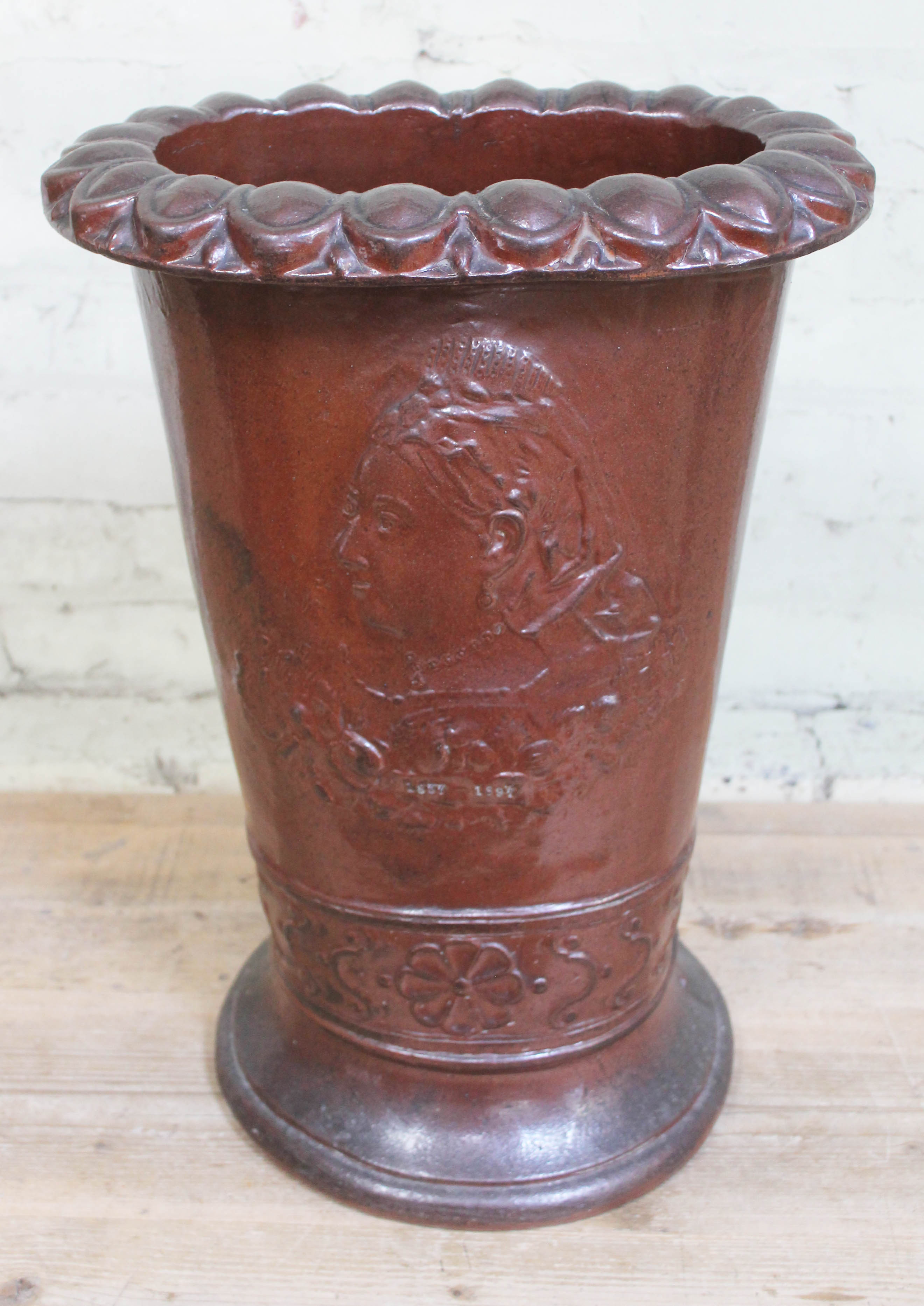 A late Victorian salt glazed pottery stick and umbrella stand, in commemoration of the Queen's - Image 2 of 10