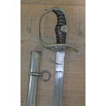 A German made Bulgarian WWI infantry officer's sword and scabbard, blade length 81cm.