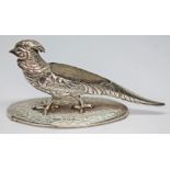 An Edward VII novelty silver pin cushion formed as a pheasant, Adie & Lovekin, Birmingham 1906,