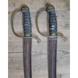 A pair of British 19th century constabulary hangers, length 76cm.