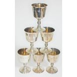 A set of six hallmarked silver goblets with gilt interiors, Barker Ellis Silver Co, Birmingham 1970,