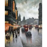 Steven Scholes (b1952), "The Astoria Cinema Charing Cross Rd London 1958", oil on canvas, 39.5cm x
