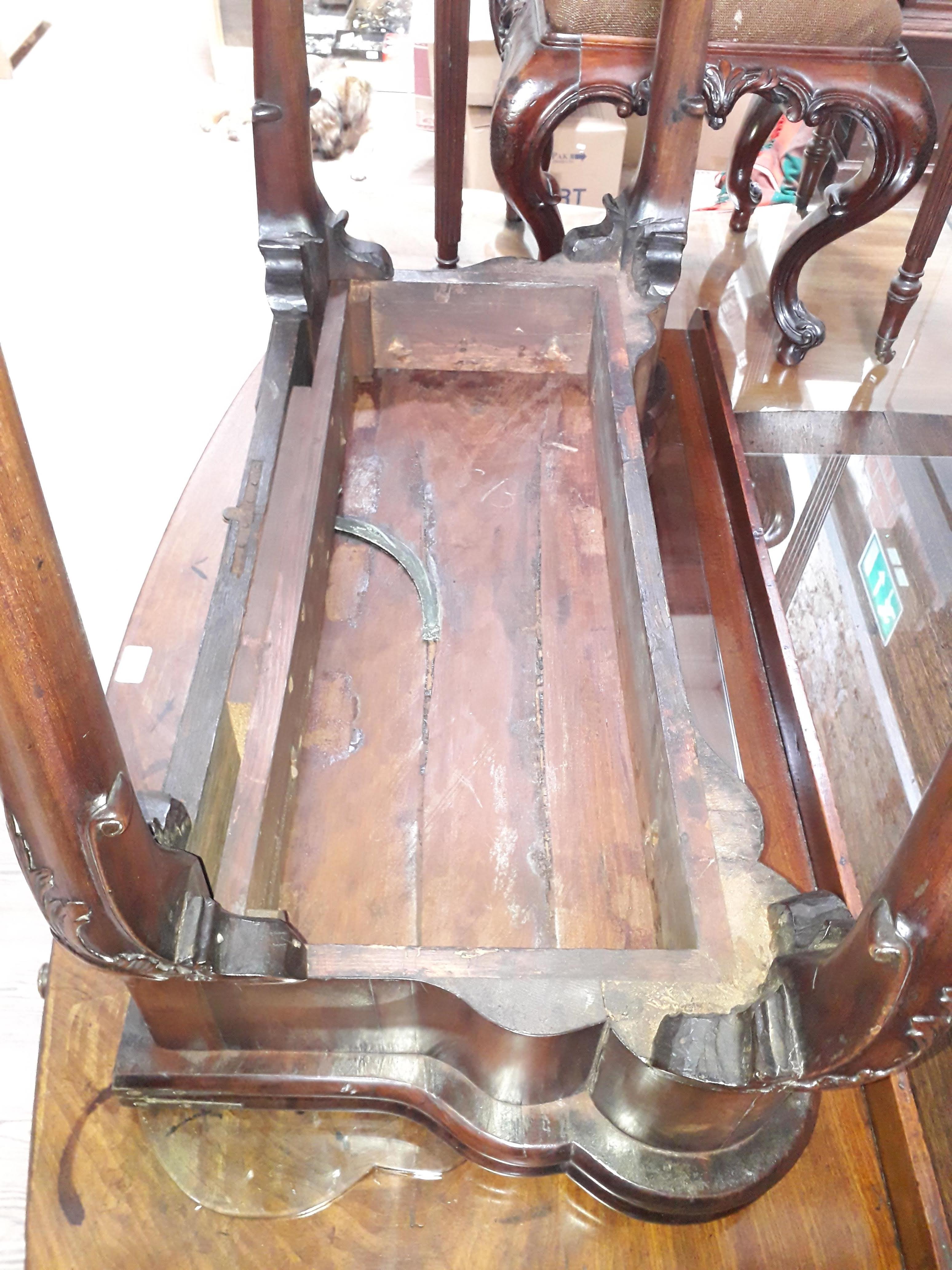 A George II mahogany games table, circa 1740, with fold-over top, the green baize lined interior - Image 8 of 14