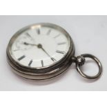 A hallmarked silver pocket watch, diam. 52mm.
