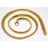 An Italian smooth ink chain, length 50cm, marked '750', wt. 37.46g.