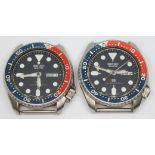 Two 1980s Seiko 7548-700B Diver's wristwatches with Pepsi bezel, signed blue dials with lumed