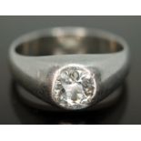 A gent's diamond solitaire gypsy style ring, the rub over set old cut diamond weighing approx. 1.