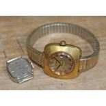 A ladies 9ct white gold Bulova 23 jewel manual wind wrist watch together with a retro Seiko