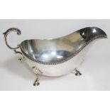 A Georgian style silver sauce boat, Barker Ellis Silver Co, Birmingham 1968, length 19cm, wt. 9oz.