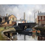 John Lewis Chapman (b1946), untitled, northern canal scene, oil on canvas, 49cm x 40cm, signed lower