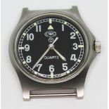 A 1982 CWC (Cabot Watch Co) G10 British Army issue stainless steel military wristwatch with Arabic