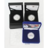 A group of three Elizabeth II silver proof crowns comprising 2009 Henry VIII, 2010 Restoration of