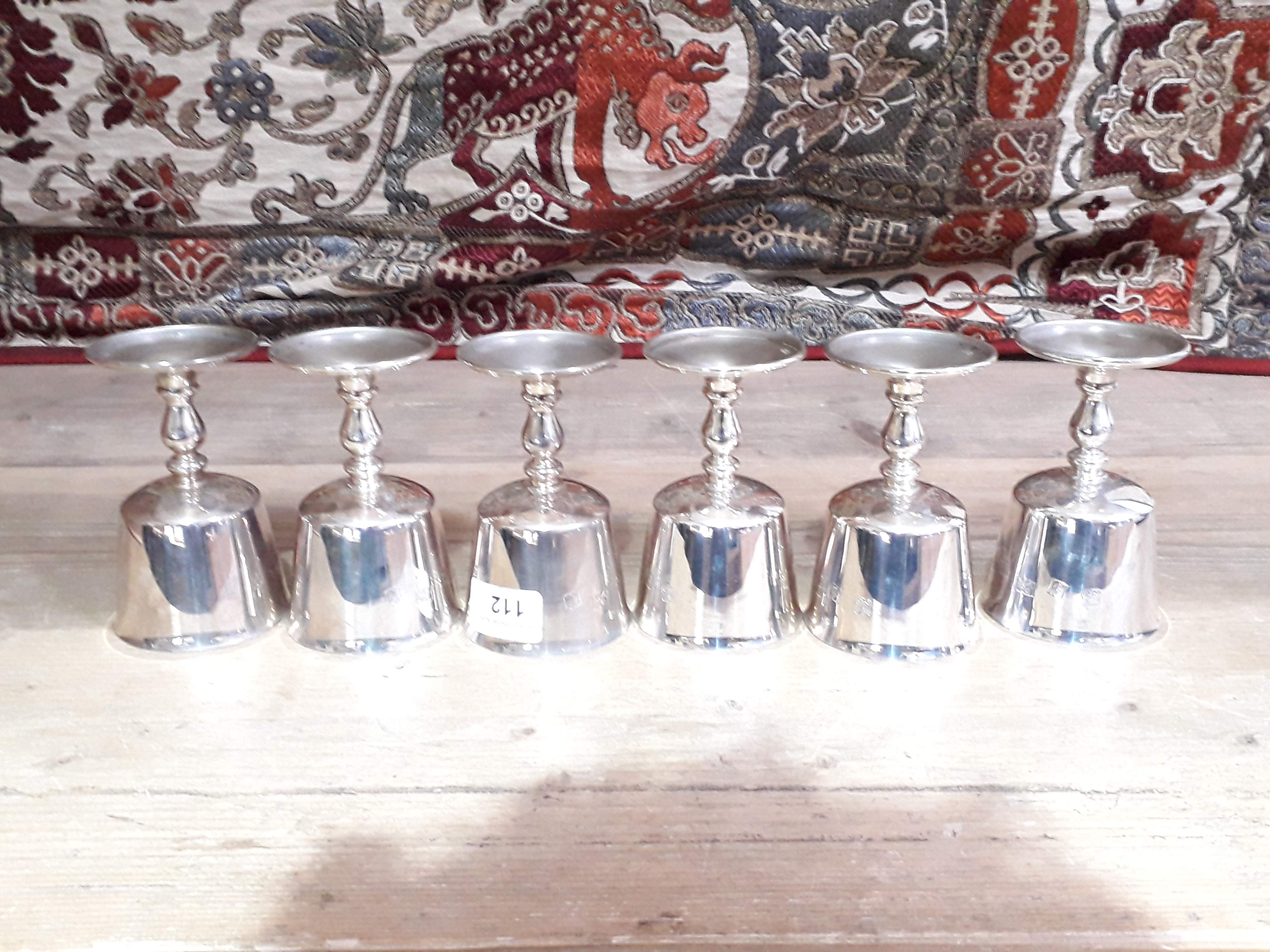 A set of six hallmarked silver goblets with gilt interiors, Barker Ellis Silver Co, Birmingham 1970, - Image 5 of 5