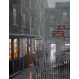 Steven Scholes (b1952), "The Old Cheshire Cheese Fleet St London 1962", oil on canvas, 29cm x