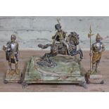 A group of three Italian silvered and gilt bronze military figures, each signed 'Gippe Vasani' and