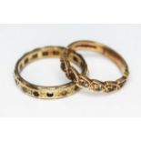 Two hallmarked 9ct gold eternity rings, gross wt. 5.26g, size N & P.