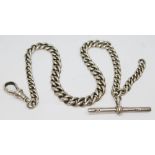 A hallmarked silver Albert chain, length 25cm, wt. 3/4oz.