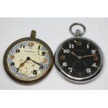 Two Jaeger-LeCoultre military issue pocket watches - spares and repairs, both with broad arrow to