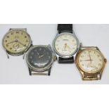 Four 1930s/40s mechanical wristwatches to include a Rotary Super-Sports, a Pioneer, a Super Roamer