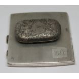 A hallmarked silver Art Deco style cigarette case and a hallmarked silver vesta case, wt. 4oz.