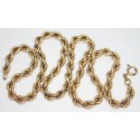 A 9ct gold twist link chain, marked with '375' and also with import marks, length 50cm, wt. 13.05g.