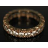 A late Victorian 9ct gold eternity ring set with colourless paste, maker's initials 'Y&B', London