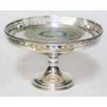 A silver pedestal bon bon dish with pierced border, Herbert Edward Barker & Frank Ernest Barker,