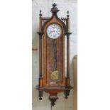 A 19th century Vienna wall clock, Gothic style walnut and ebonised case, double weight driven