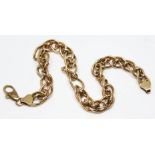 A 9ct gold fancy link chain, marked '375' with import marks, length 18cm, wt. 5.72g.