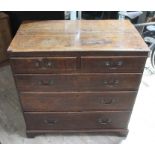 A Georgian oak chest of drawers, width 99cm, depth 56cm & height 97cm.