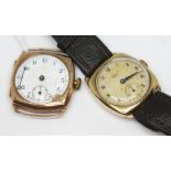 A hallmarked 9ct gold 1940s Avia 15 jewel manual wind wristwatch with seconds subsidiary dial on