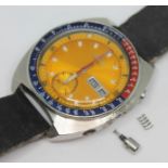 A 1973 Seiko Pogue Pepsi 6139-6005 automatic stainless steel chronograph wristwatch with signed