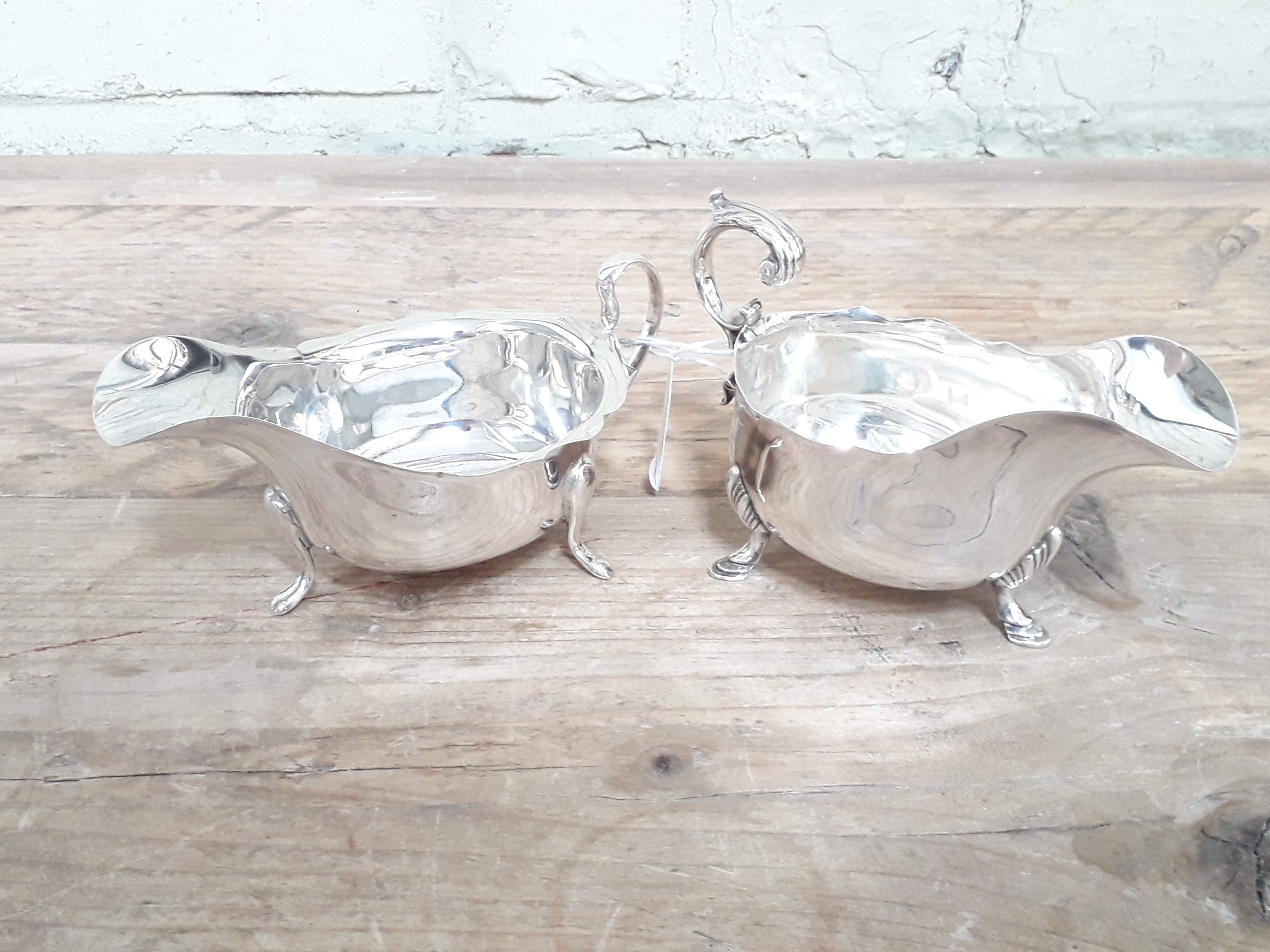 Two hallmarked silver sauce boats, wt. 7 1/2oz.