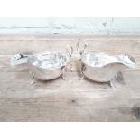 Two hallmarked silver sauce boats, wt. 7 1/2oz.