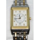 A 1990s Jaeger-Le-Coultre Reverso Date 250.5.11 bi-metal 18 carat gold and stainless steel quartz