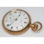 A hallmarked 9ct gold pocket watch, the dial signed 'Buren', case diam. 47mm, gross wt. 75.34g.